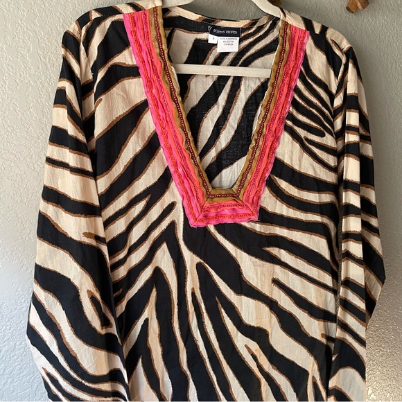 Boston Proper Womens Embellished Beaded Embroidery Tunic Popover Top Large - Picture 4 of 12
